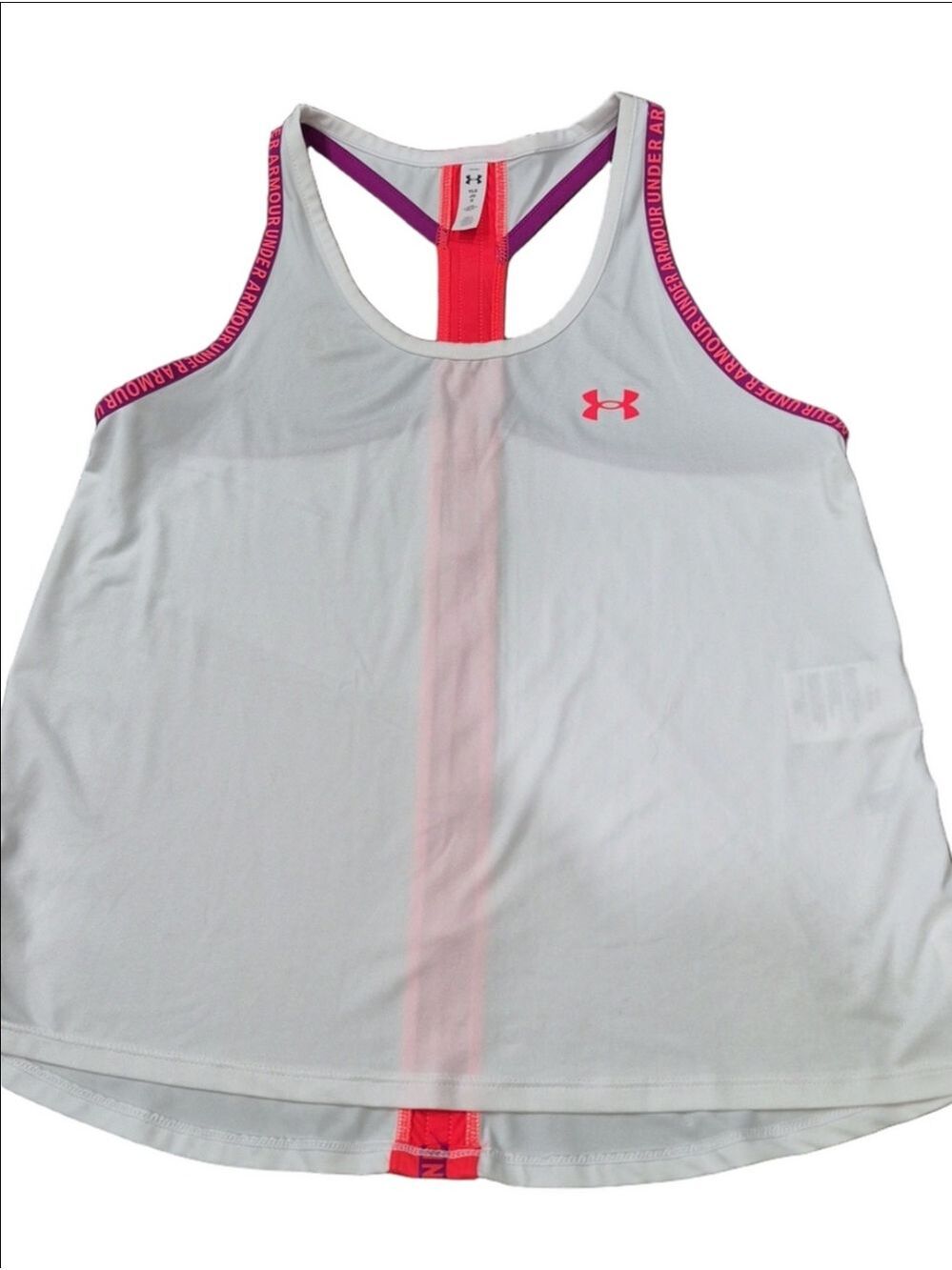 Under Armour Girls Knockout Tank Top White/Orange Size YLG